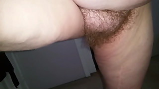 bbw wife, hairy pussy, big tits, white pantys,black girdle